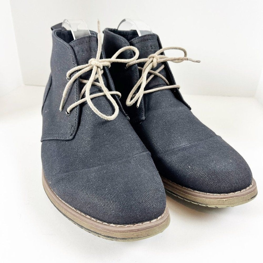 2/$30 Perry Ellis Tim II Shoes Men 10.5 Charcoal Black Canvas Boots LUG SOLE